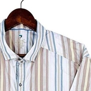Kuhl, Short Sleeve Striped Button Up Shirt Outdoor Casual Top, Men's XL